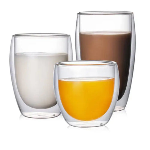 Lot tasses verre double paroi borosilicate isolantes