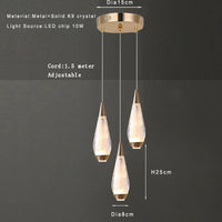 Lamp Modern 3-Lights Kitchen Island Pendant Lighting, Mini LED Light Fixtures Gold Crystal Hanging Light Fixture For Bedside R