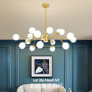 lustre nordique à led avec boule de verre pour luminaires suspendus