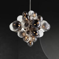lustre nordique à bulles d'air en boule de verre argentée