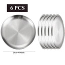Ensemble 6 assiettes inox rondes barbecue cuisine