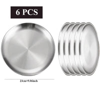 Ensemble 6 assiettes inox rondes barbecue cuisine