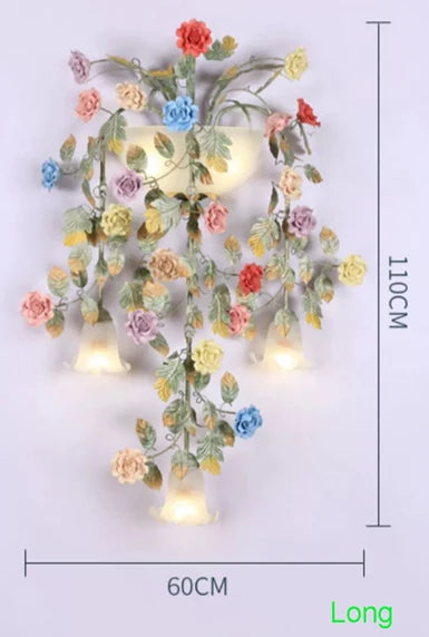 applique murale vintage en fer forgé avec abat-jour en verre led - vue 8 sur 8