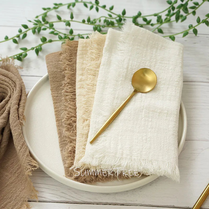 Serviette de table lot 12 gaze coton vintage - vue 5 sur 7