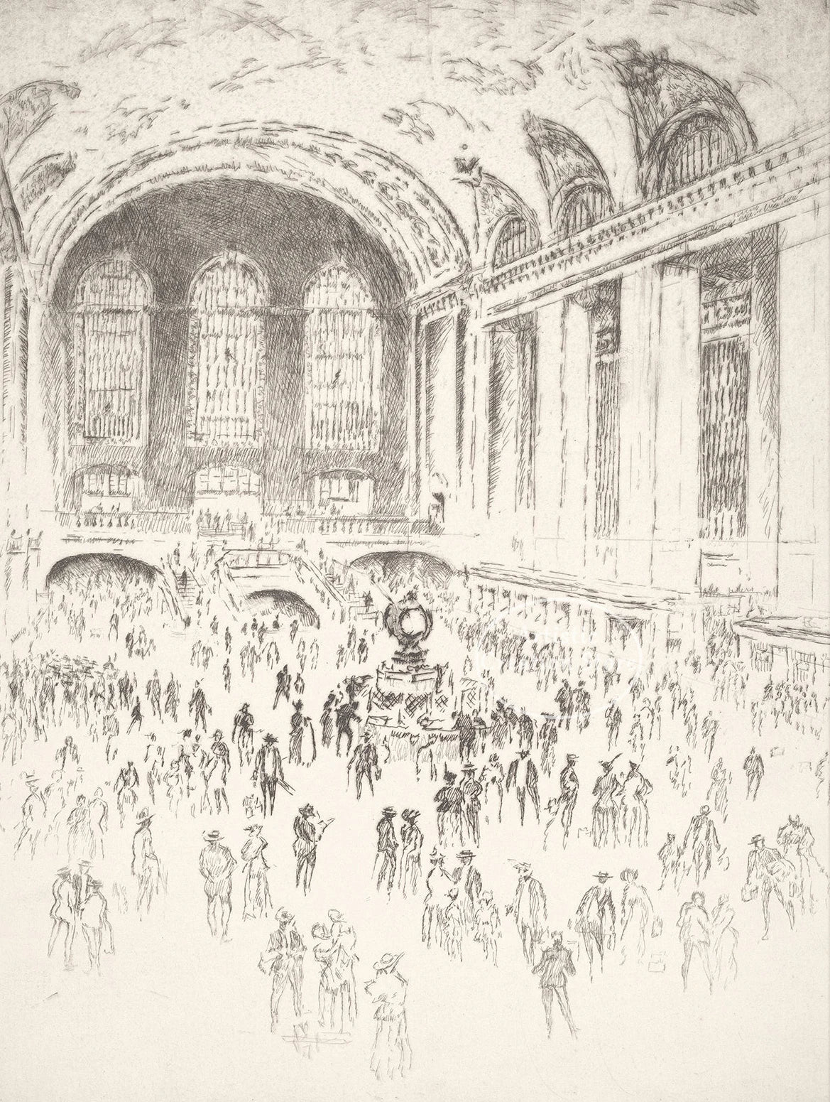 impression toile vintage skyline new york croquis ancien décor mural
