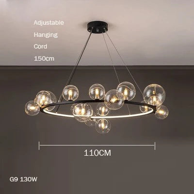 lustre en verre design moderne avec bulles pour intérieur élégant