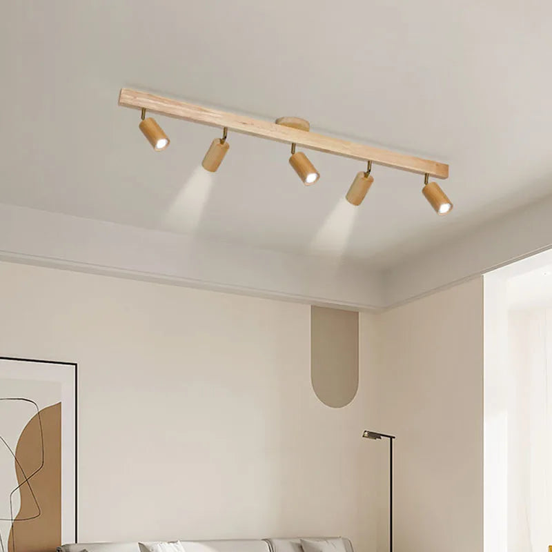 Plafonniers en bois nordiques spot rotatif salon chambre salle à manger spot réglable vestiaire luminaire - vue 4 sur 17