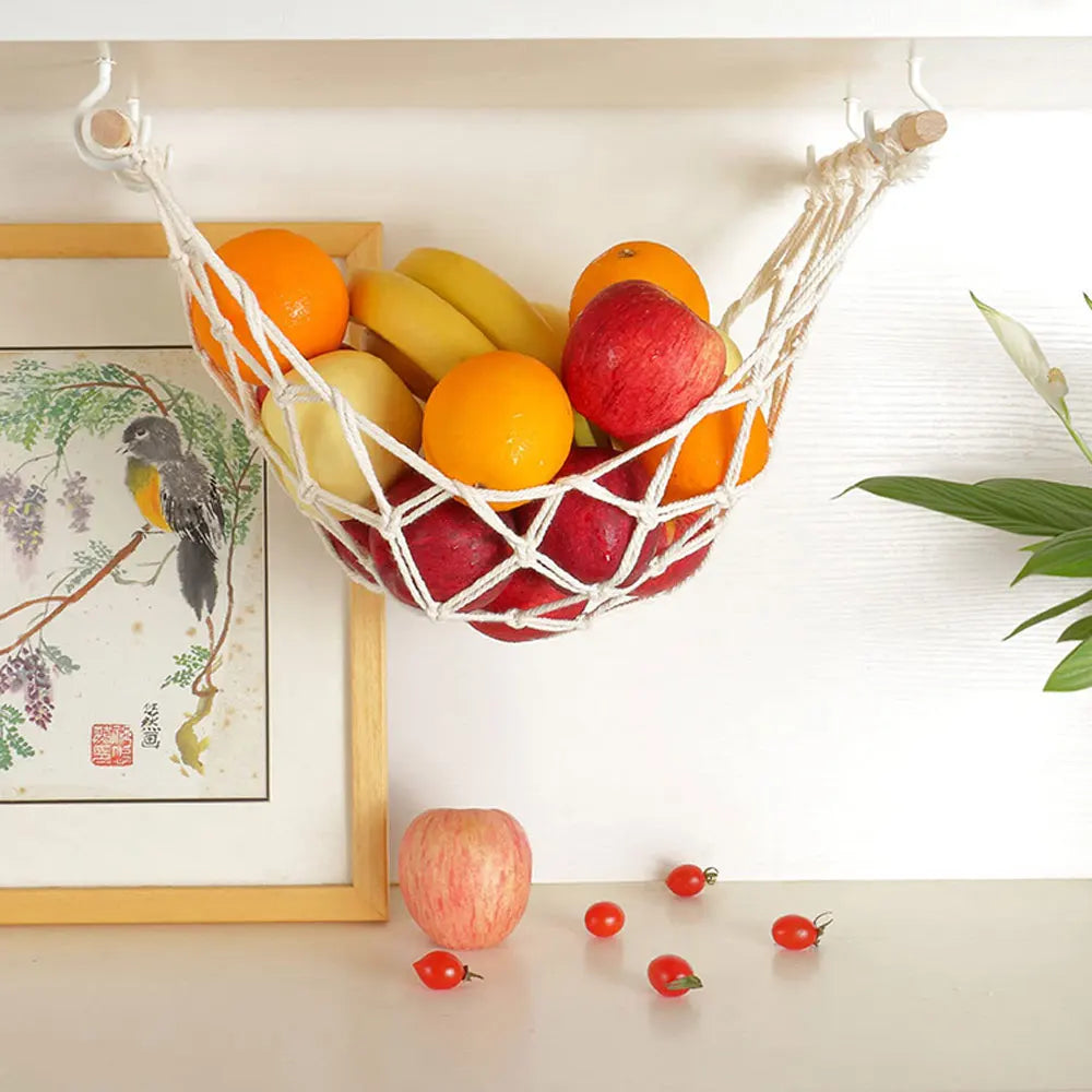 hamac à fruits suspendu pour rangement et organisation maison - vue 4 sur 7