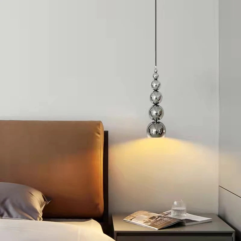 suspension bauhaus style moderne boule chrome - vue 3 sur 6