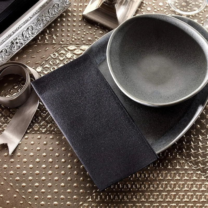 Serviette de table papier effet lin jetable