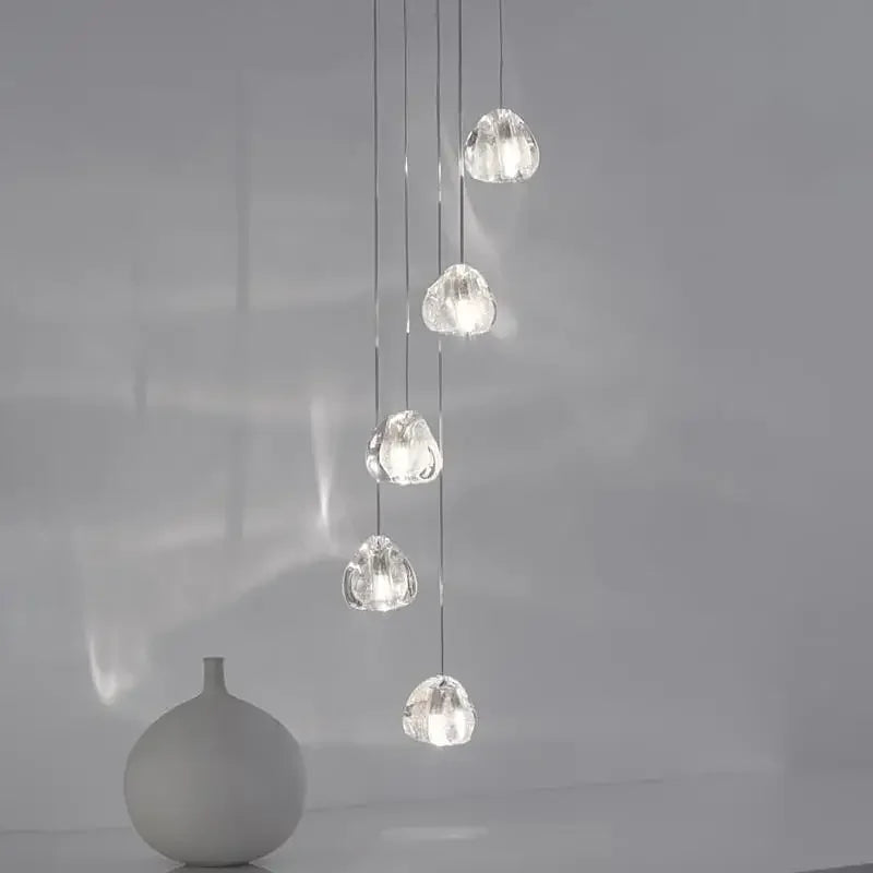 Suspension en cristal Duplex rotatif escalier Long lustre salon salle à manger lampe à main Villa Loft appartement lumière vide - vue 4 sur 6