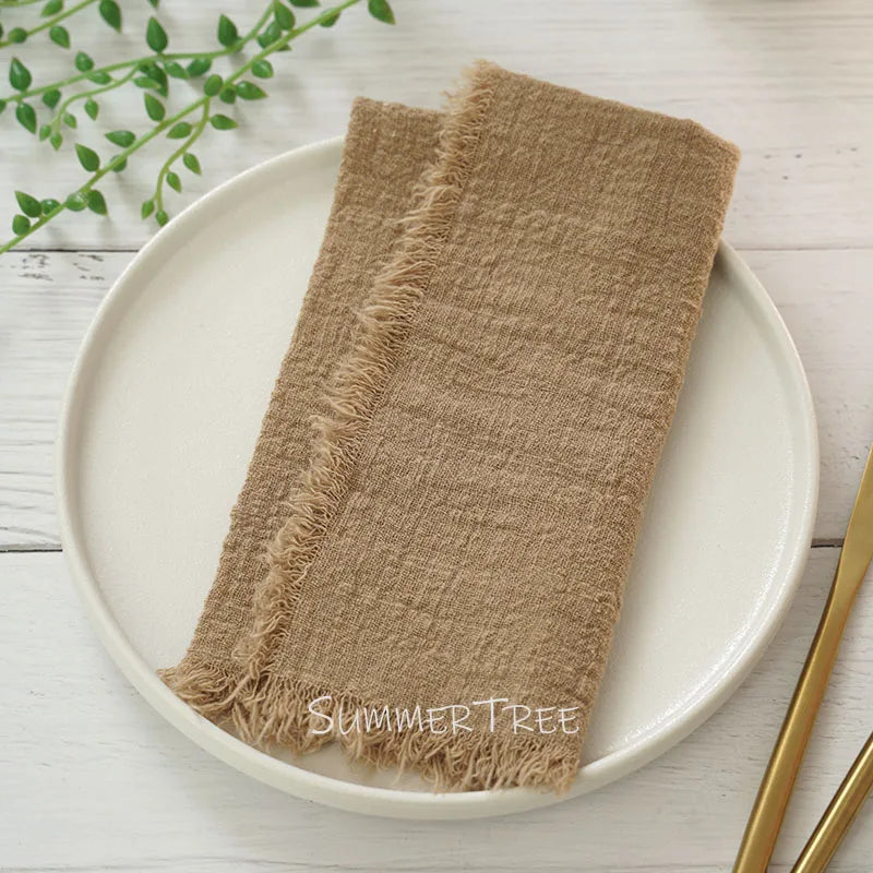 Serviette de table gaze coton rustique lot 12 - vue 7 sur 7