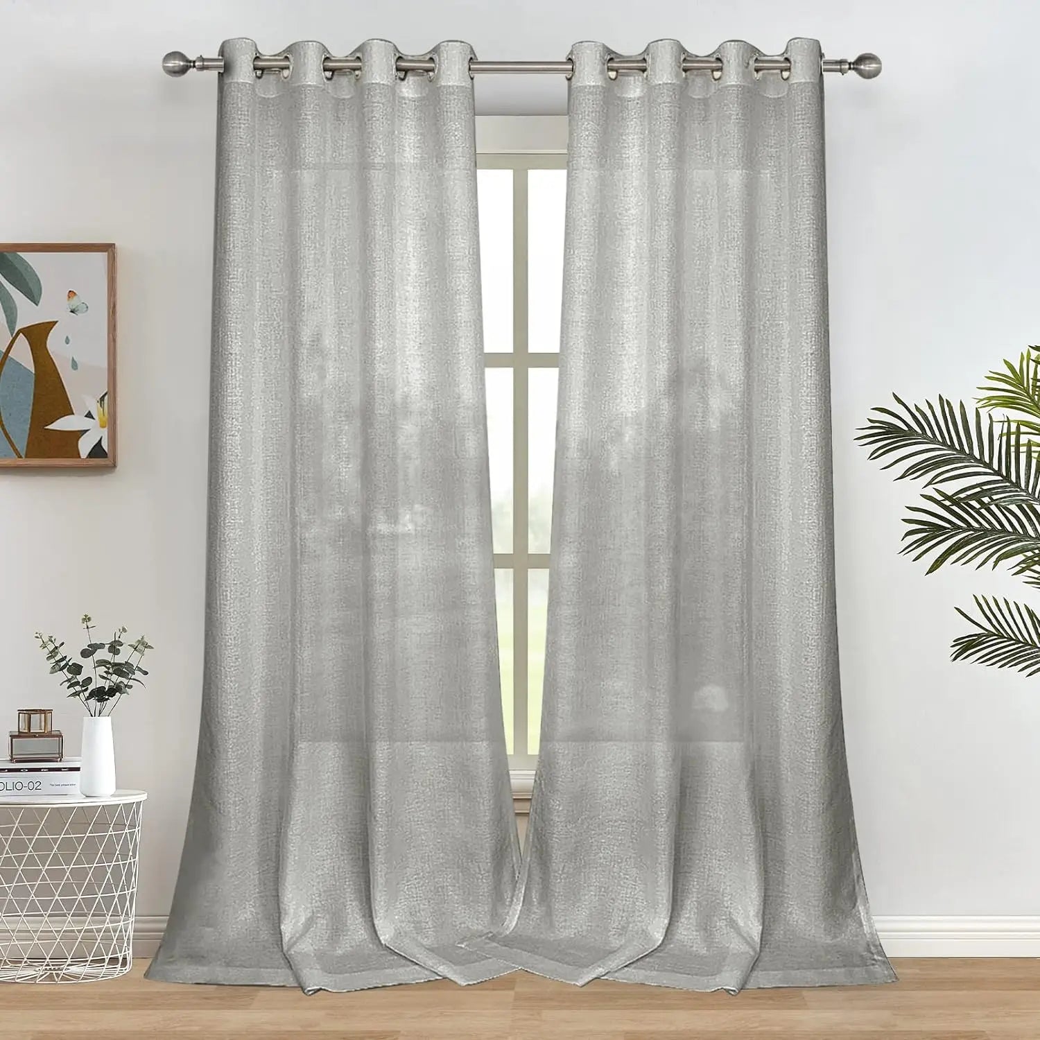Voilage tulle imitation lin sur mesure style moderne