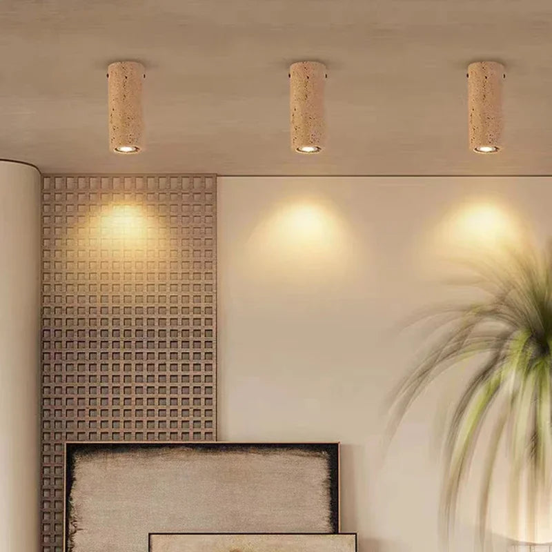 plafonnier cylindrique en pierre naturelle pour décoration intérieure - vue 2 sur 8