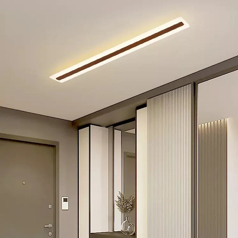 plafonnier led design nordique grain de bois moderne décoratif - vue 4 sur 16