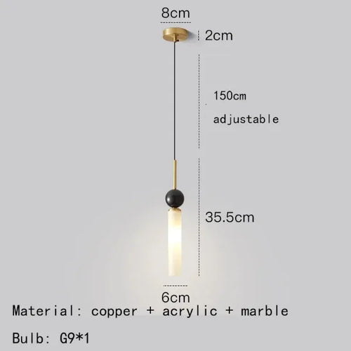 suspension en marbre et cuivre pour éclairage intérieur moderne