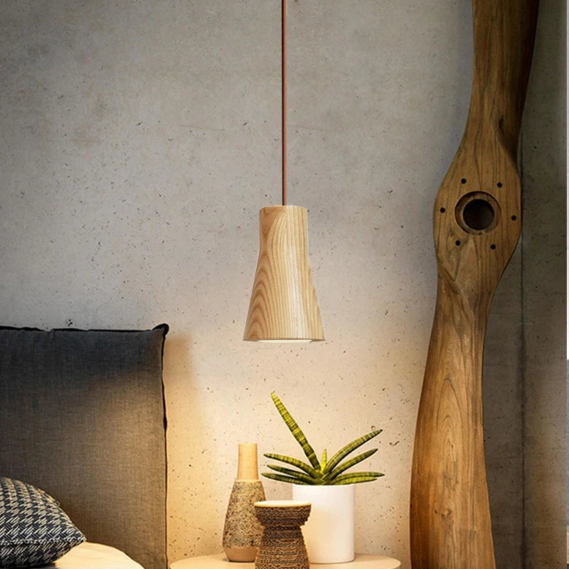 lampe suspendue nordique en bois luminaire décoratif d'intérieur