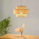lustre à led wabi sabi en rotin pour décoration intérieure