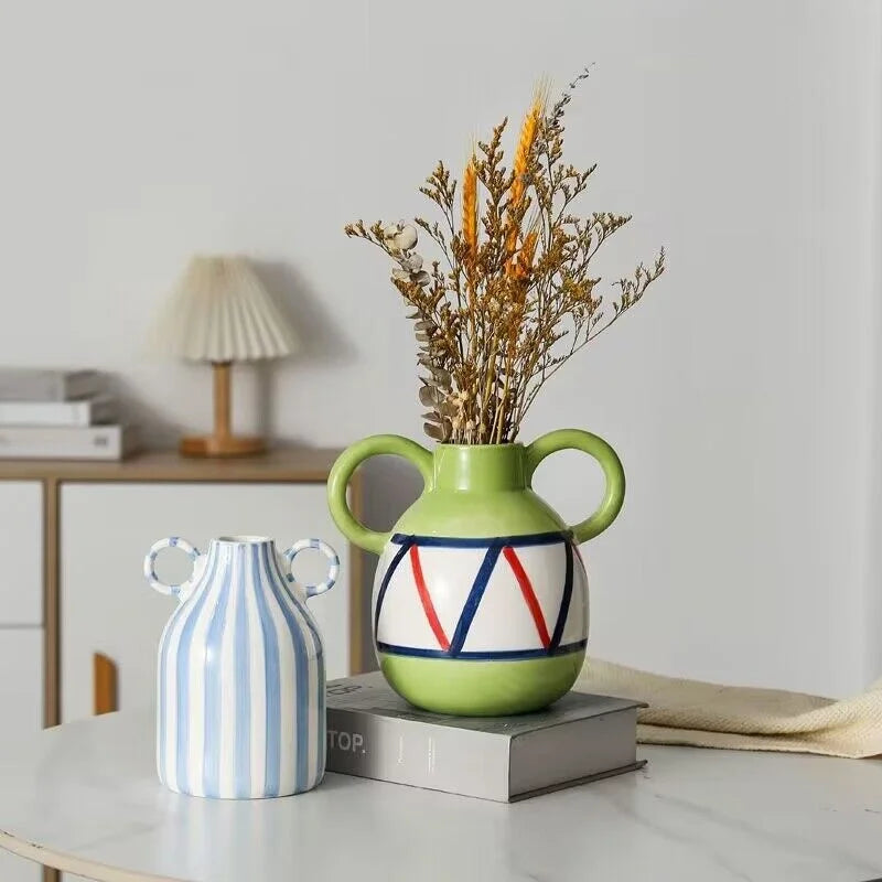 vase en céramique peint à la main avec oreilles décoratif amusant - vue 5 sur 11