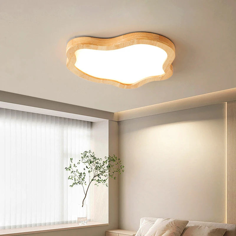 plafonnier moderne à leds avec grain de bois doré nordique - vue 5 sur 6