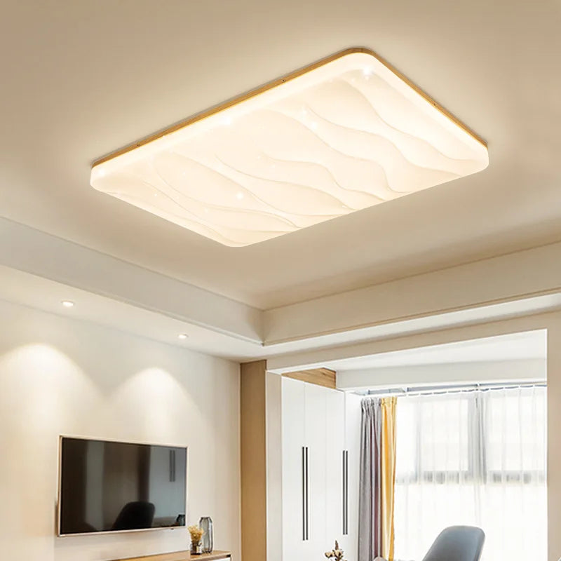 plafonnier led carré moderne simple en bois pour intérieur - vue 4 sur 11