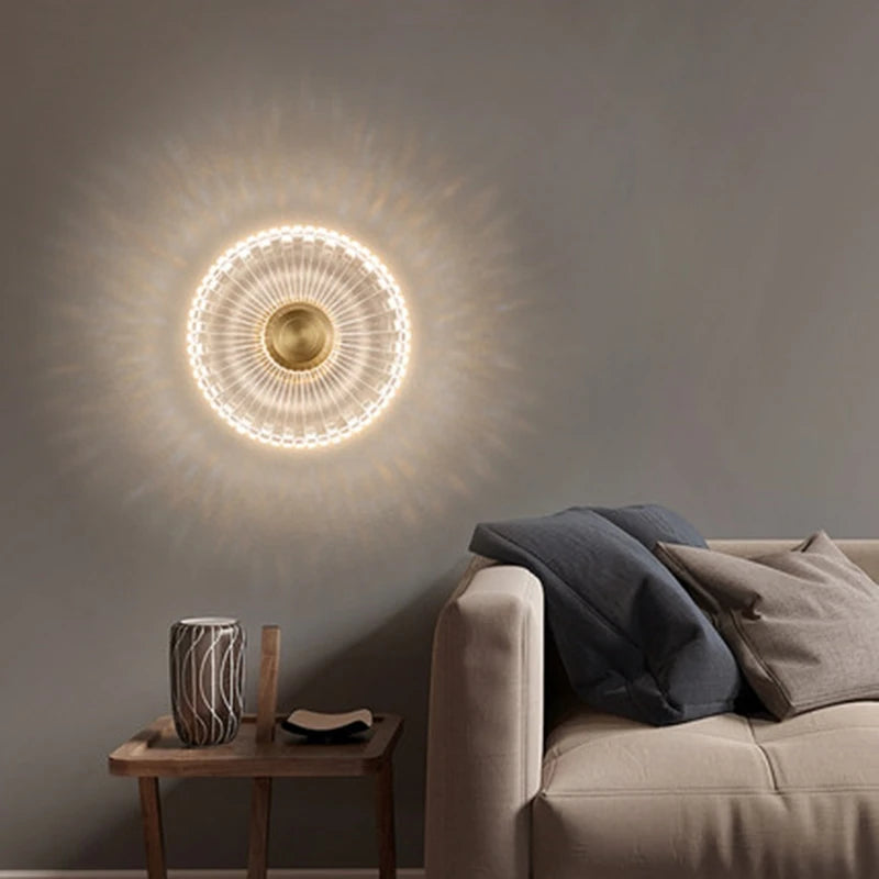 applique murale led décorative en cuivre et acrylique - vue 5 sur 8