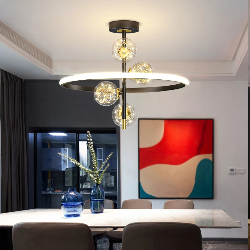 lustre nordique moderne à led simple boule pour éclairage intérieur
