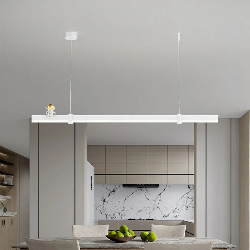 suspension led minimaliste moderne en acier brossé noir - vue 5 sur 12