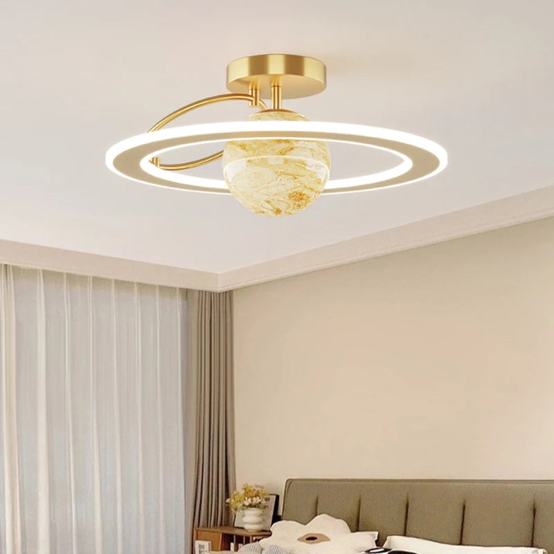 Plafond moderne à LEDs lumières salon chambre Simple personnalité en fer forgé rond maison salle à manger étude lampes d'éclairage intérieur - vue 7 sur 14
