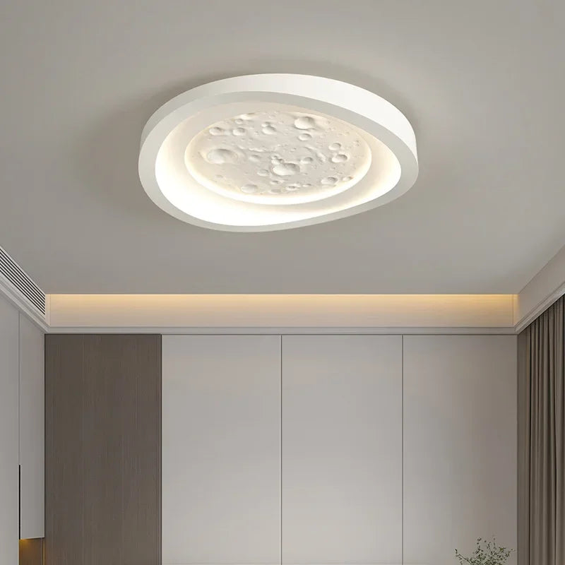 plafonnier led moderne en résine forme cratère de lune décoratif - vue 3 sur 9