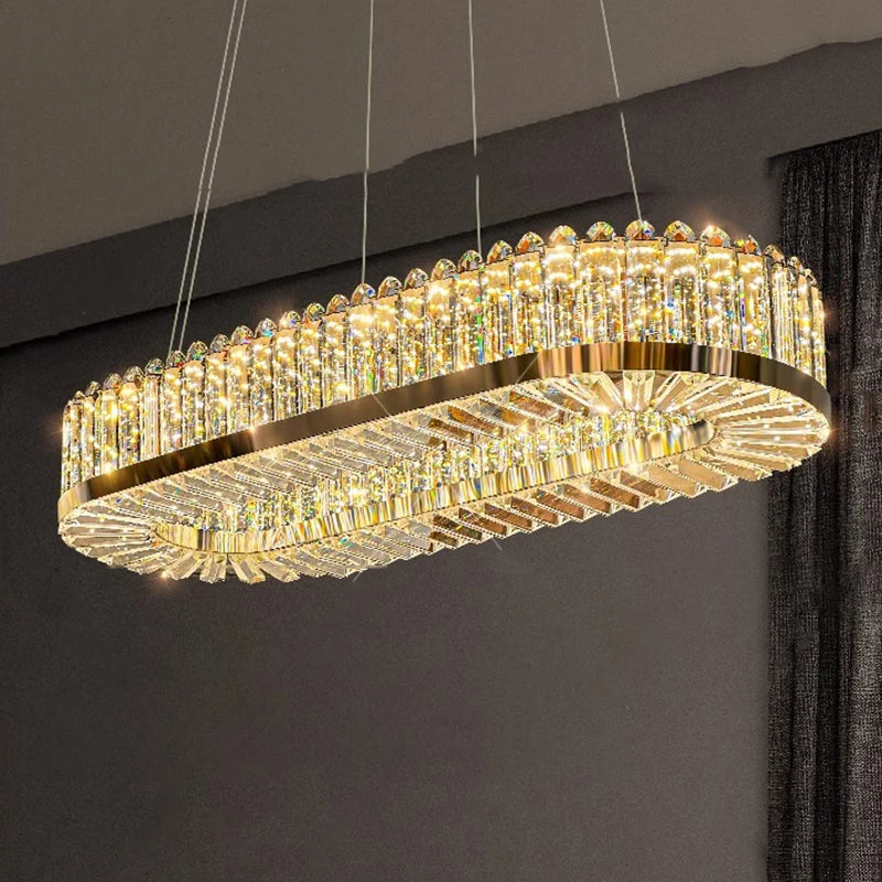 lustre moderne en cristal avec lampes led suspendues luxueuses