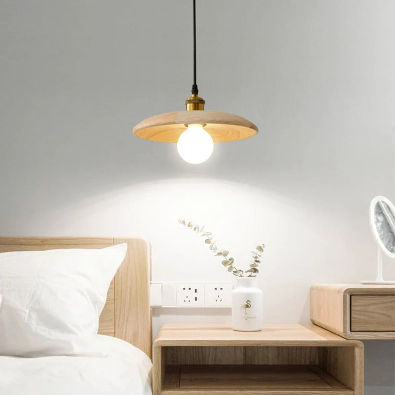 lampe suspendue nordique en bois massif pour intérieur décoratif