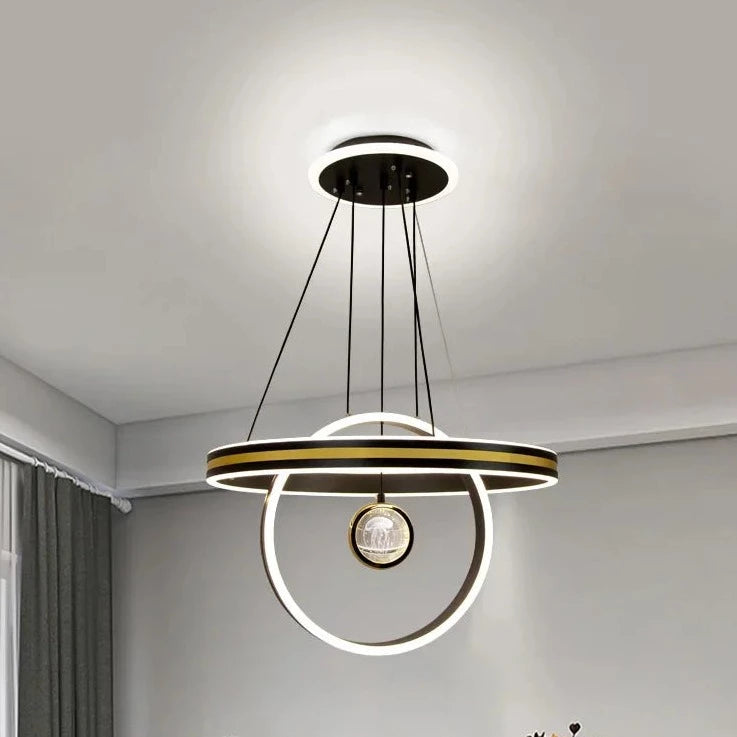 Lustre circulaire de luxe en cristal d'élan pour Restaurant - vue 4 sur 4