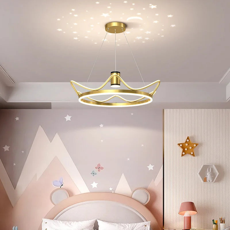 lustre moderne avec projection ciel étoilé pour chambre enfant - vue 4 sur 14
