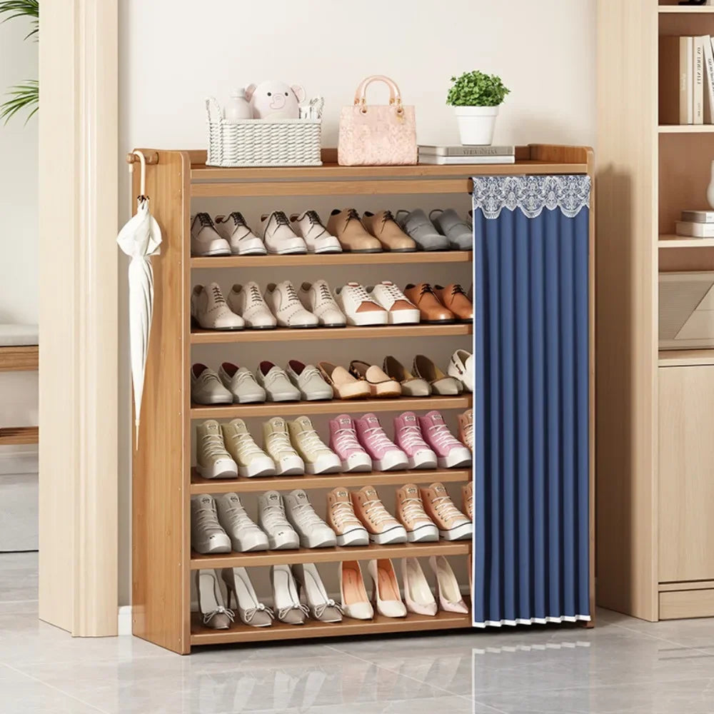organisateur de porte à chaussures à rideau anti-poussière pour rangement