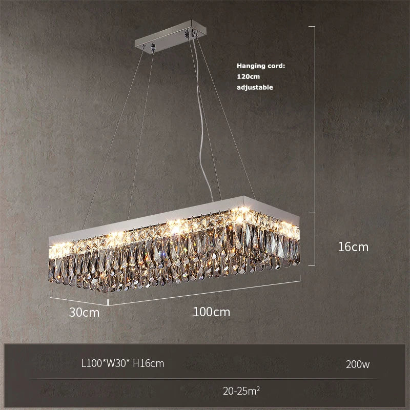 plafonnier led carré rectangulaire en cristal doré intensité variable - vue 17 sur 18