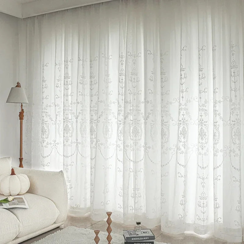 Voilage tulle brodé style européen pour salon fenêtres