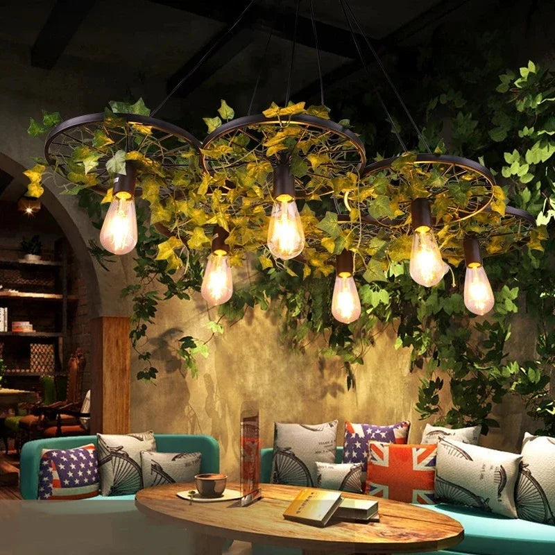 lustre à roues en fleurs de cerisier à têtes multiples pour espaces commerciaux - vue 7 sur 12