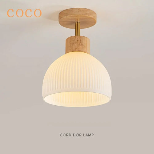 plafonnier led bois verre allée couloir vestiaire balcon nordique