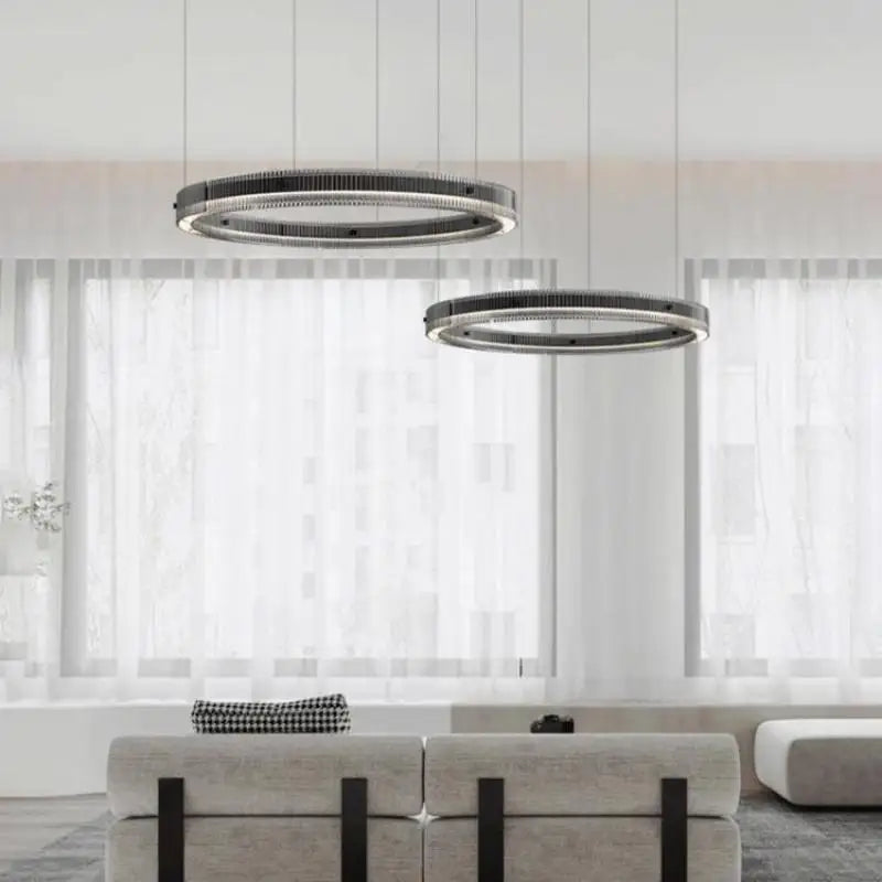 lustre led minimaliste avec anneau moderne et ombre créative - vue 4 sur 13