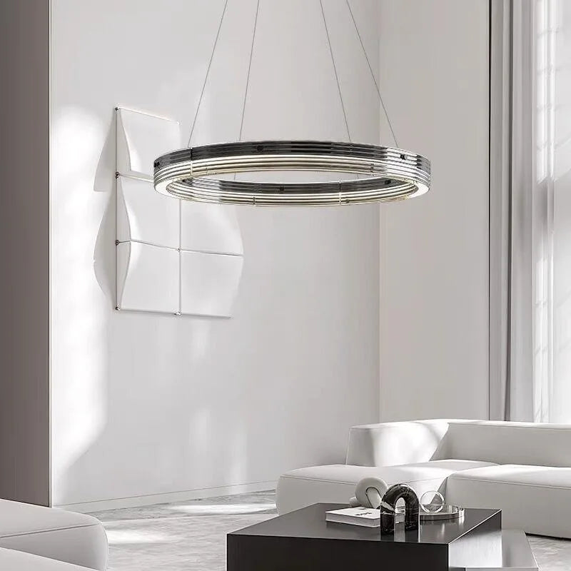 lustre moderne led circulaire design lampes suspendues décoratives - vue 5 sur 9