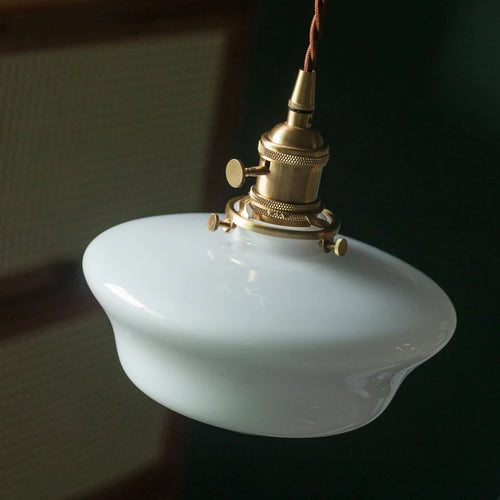 Suspension nordique moderne douille en cuivre abat-jour en verre blanc chambre salon suspension LED luminaires
