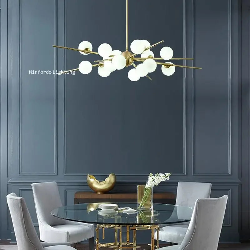 suspension LED en forme de boule de verre design moderne