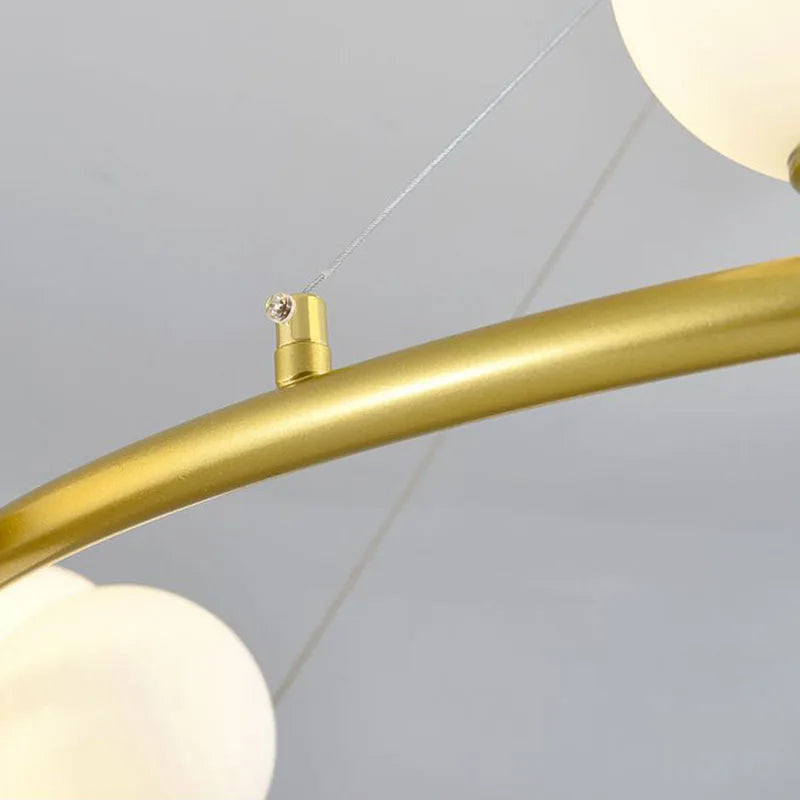 lampe suspendue nordique avec boule de verre et anneau mat réglable - vue 6 sur 14
