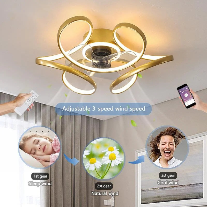 plafonnier moderne avec ventilateur silencieux et éclairage intégré - vue 5 sur 8