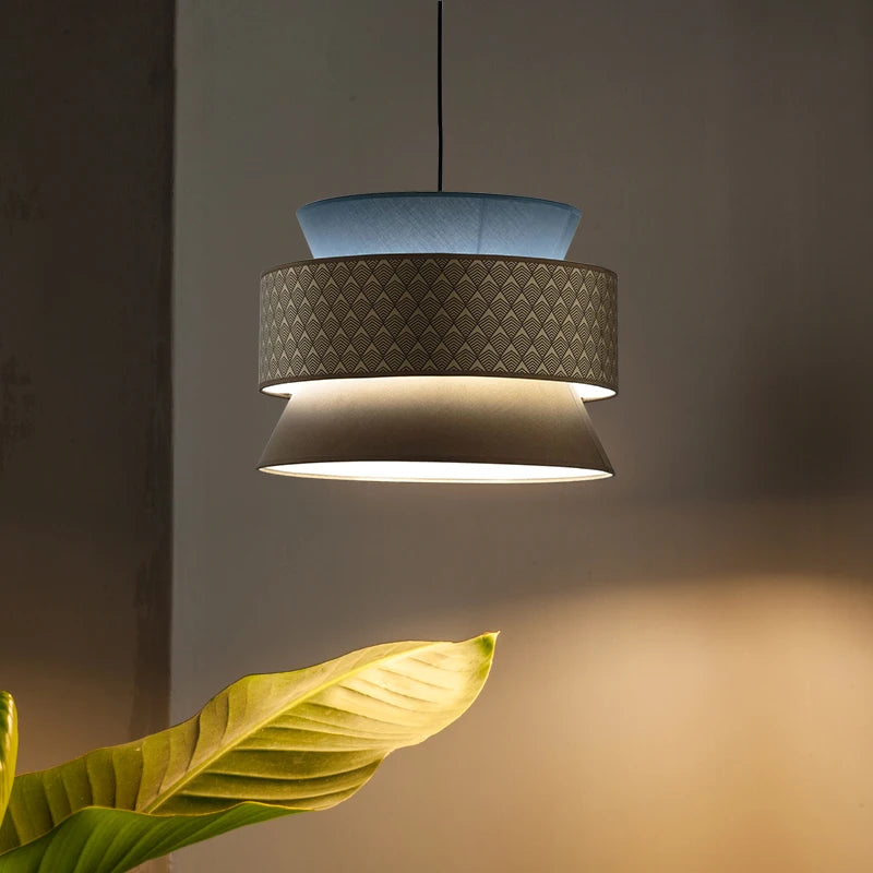 Lustre de style japonais moderne Simple personnalité créative salle à manger chambre étude tissu Art lampes suspendues - vue 10 sur 9