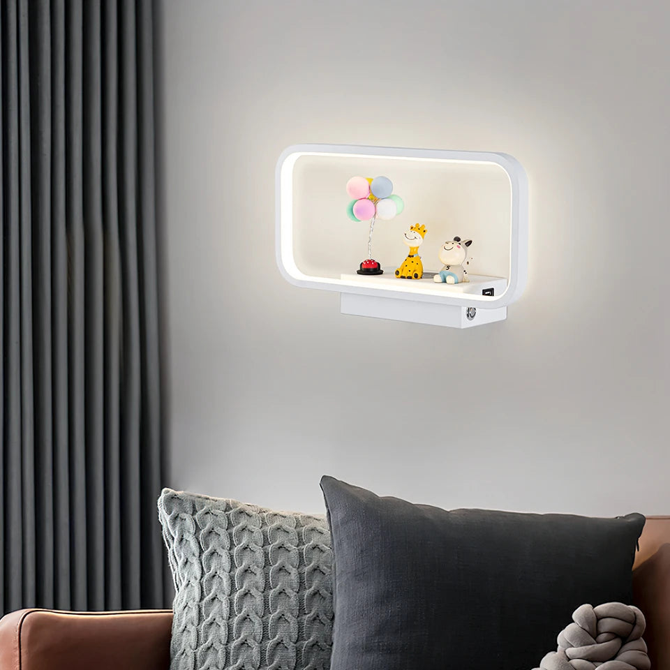 applique murale moderne tactile avec variateur et charge usb sans fil - vue 3 sur 10