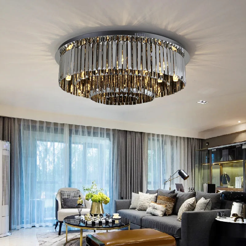 plafonnier led moderne de luxe en cristal décoration maison - vue 5 sur 9