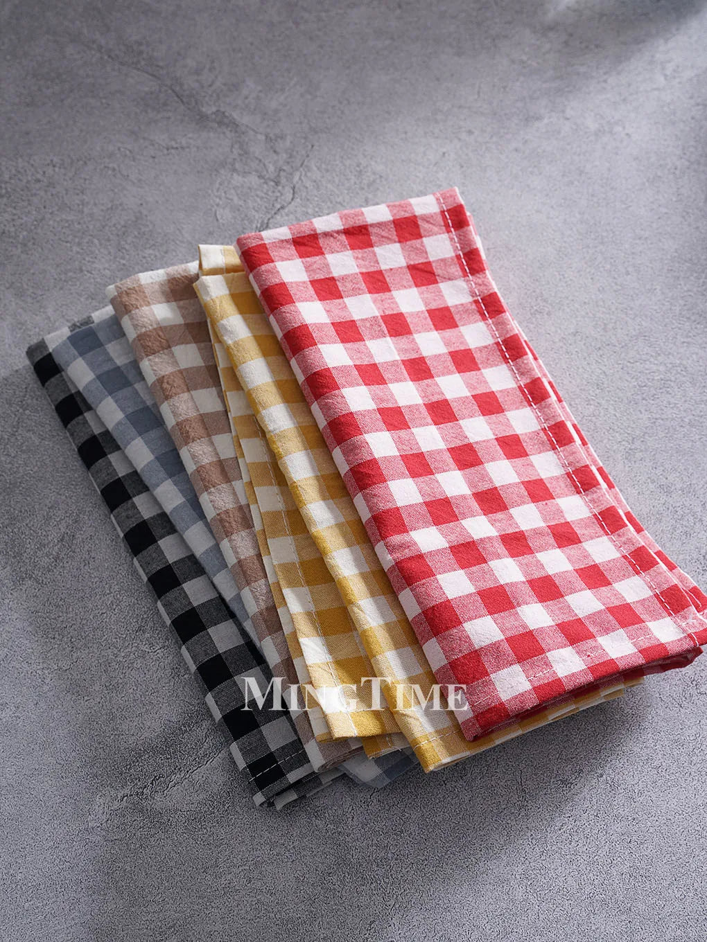 Serviette de table vichy coton style champetre 42cm - vue 3 sur 7