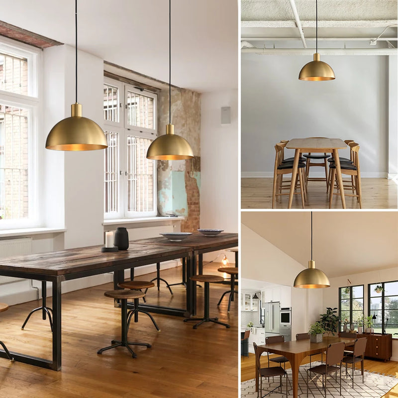 Suspension moderne pour îlot de cuisine style ferme lampes suspendues extérieures en or pour porche lustre encastré en cuivre E27